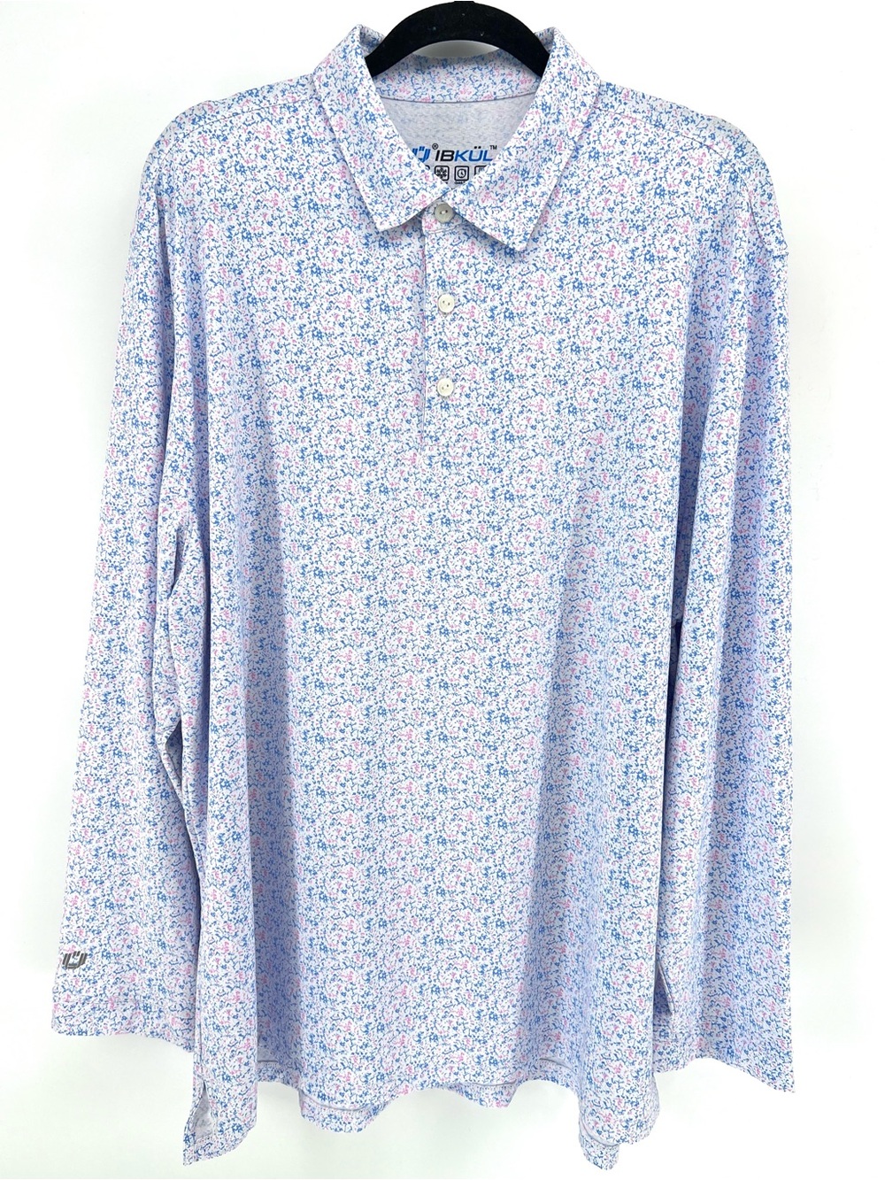 IBKUL long-sleeve performance polo Shirt XXL NEW Blue Pink Golf UPF 50 Outdoor